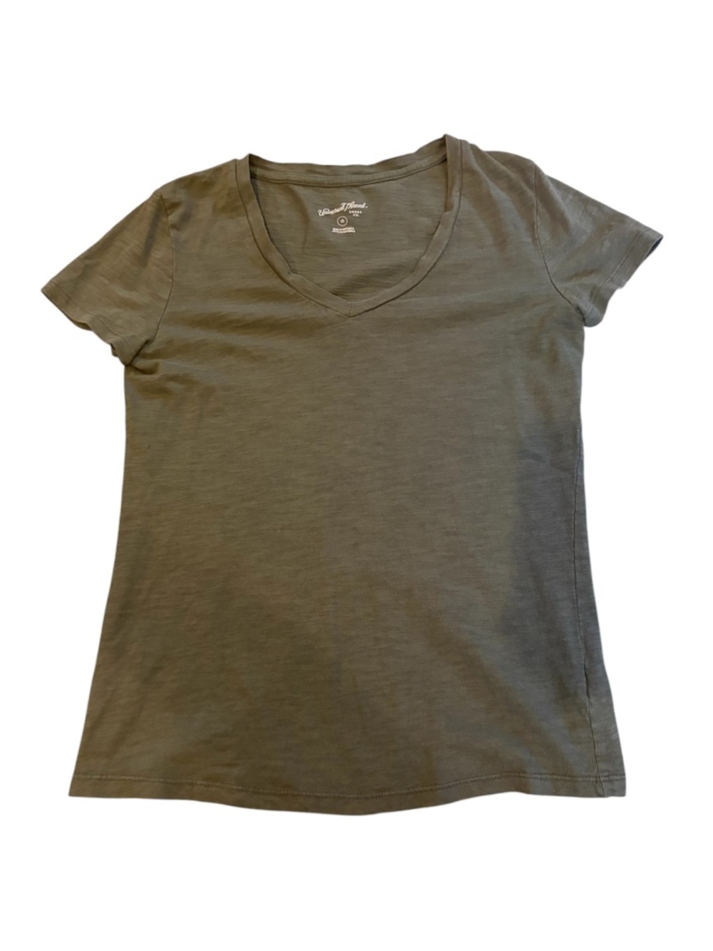 Olive Green V-Neck T-Shirt | Size XS